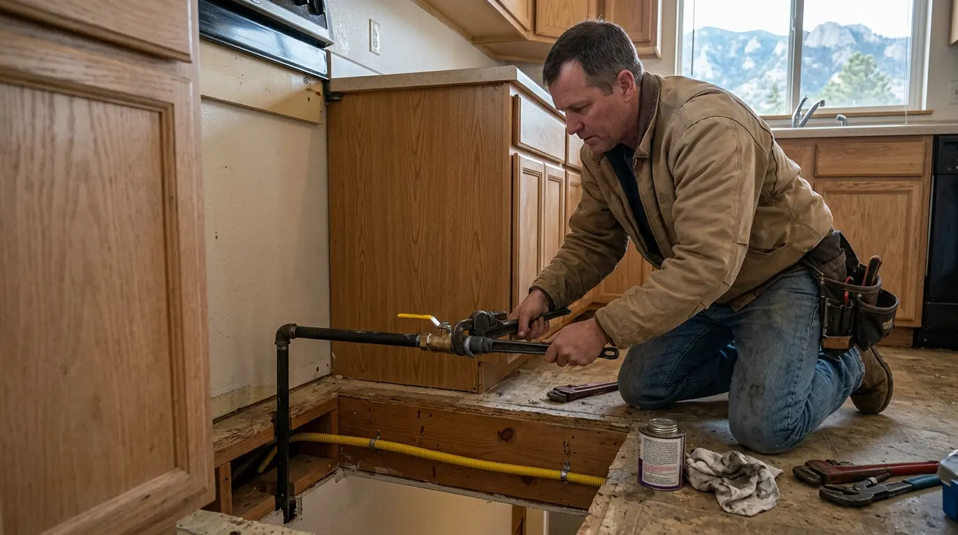 New gas line and shut-off for a range in a Colorado Springs home