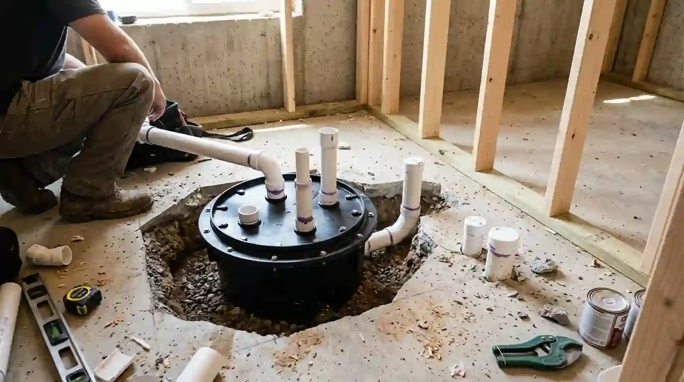 Basement bathroom rough-in at a Stetson Hills home in Colorado Springs