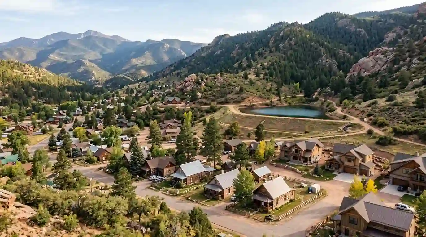 Homes in Palmer Lake below the mountains