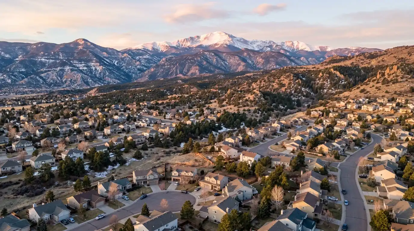Colorado Springs homes with the Front Range behind