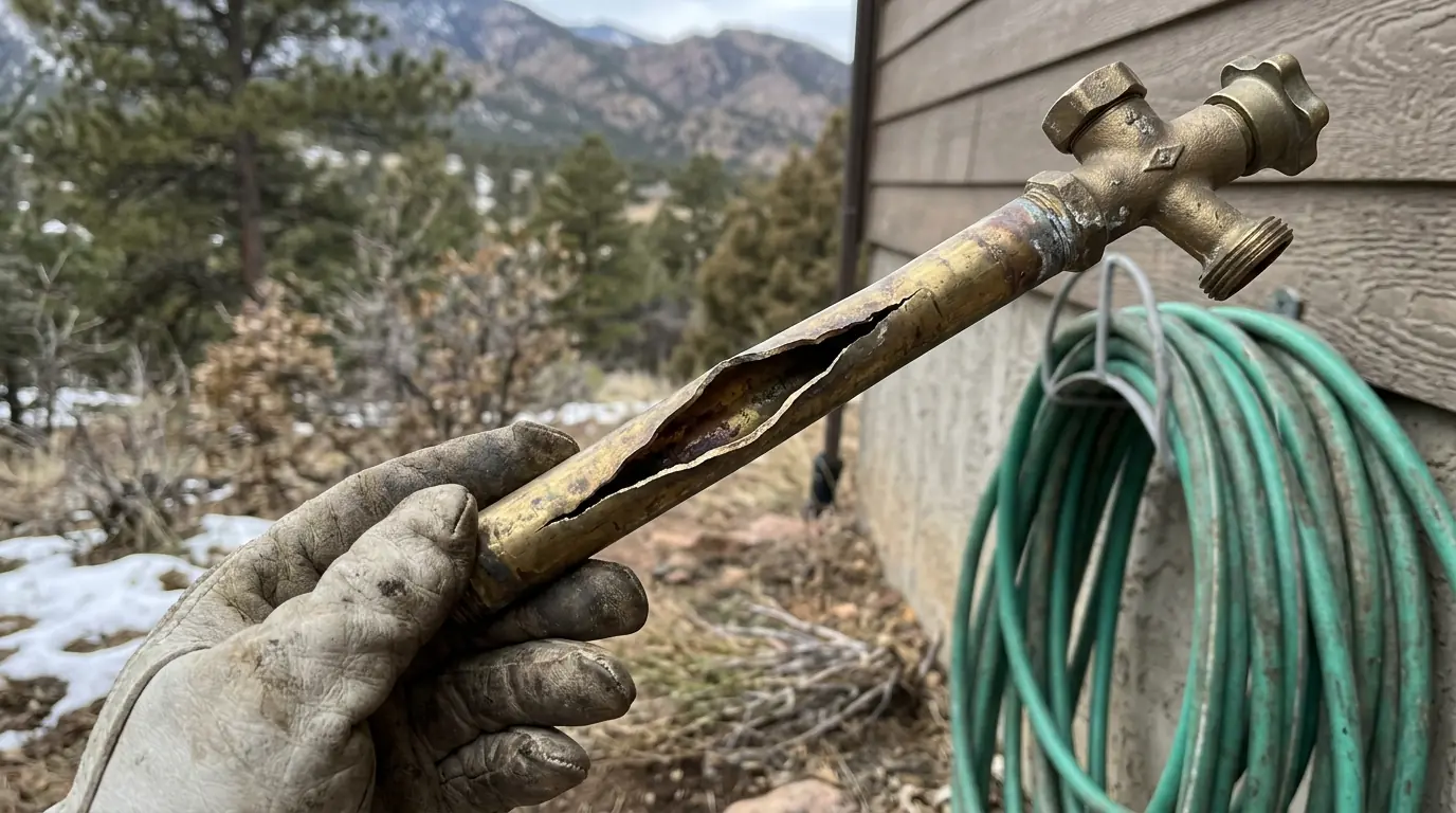 Hose bib barrel split by freezing