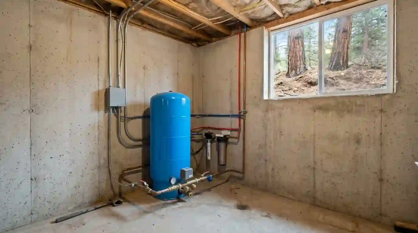 Well pressure tank in a Black Forest home