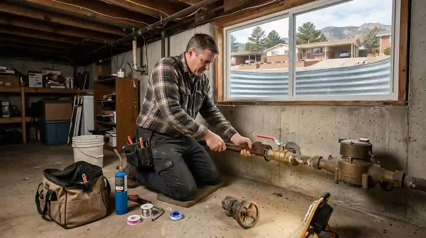 Main shut-off valve replacement at a Pikes Peak Park home in Colorado Springs