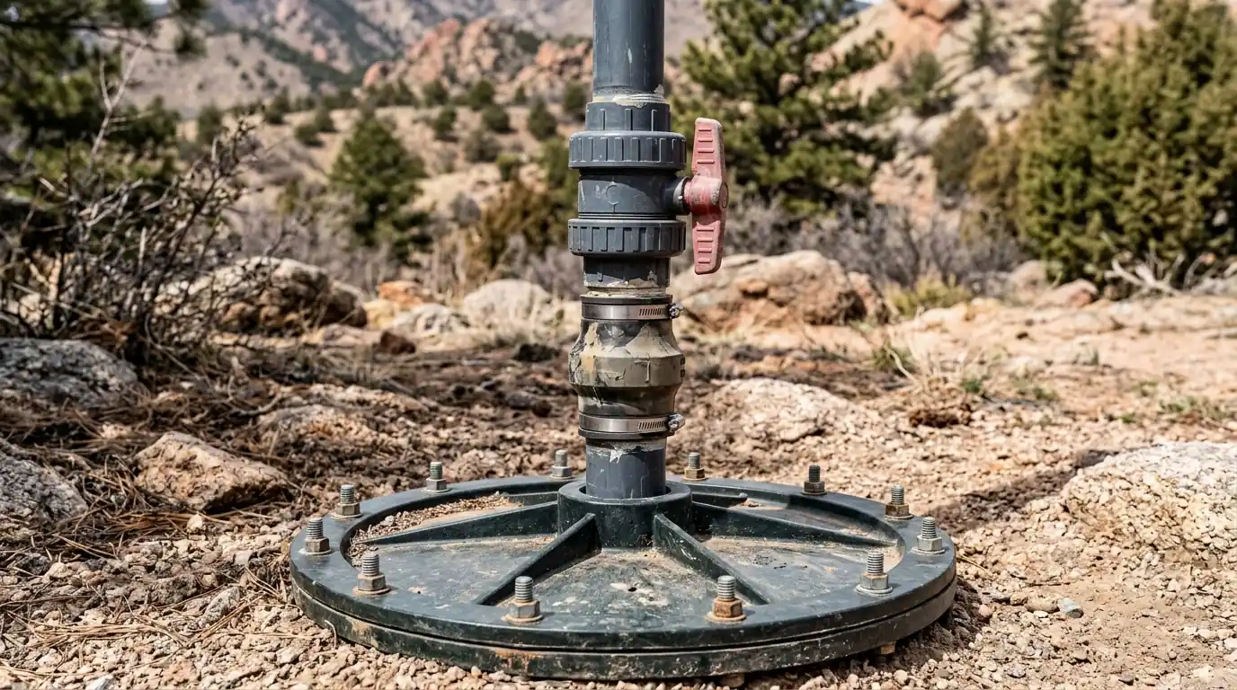 Ejector discharge pipe with check valve and shutoff