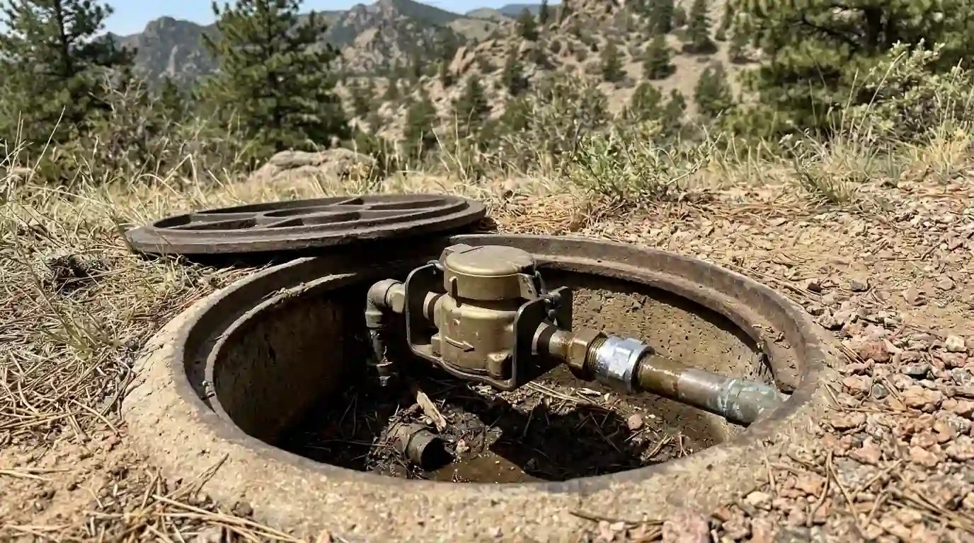 Meter pit with a leaking coupling on the house side