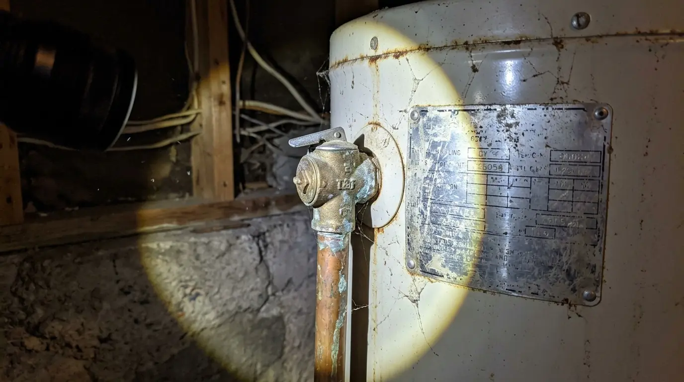 Water heater data plate and relief valve checked during an inspection